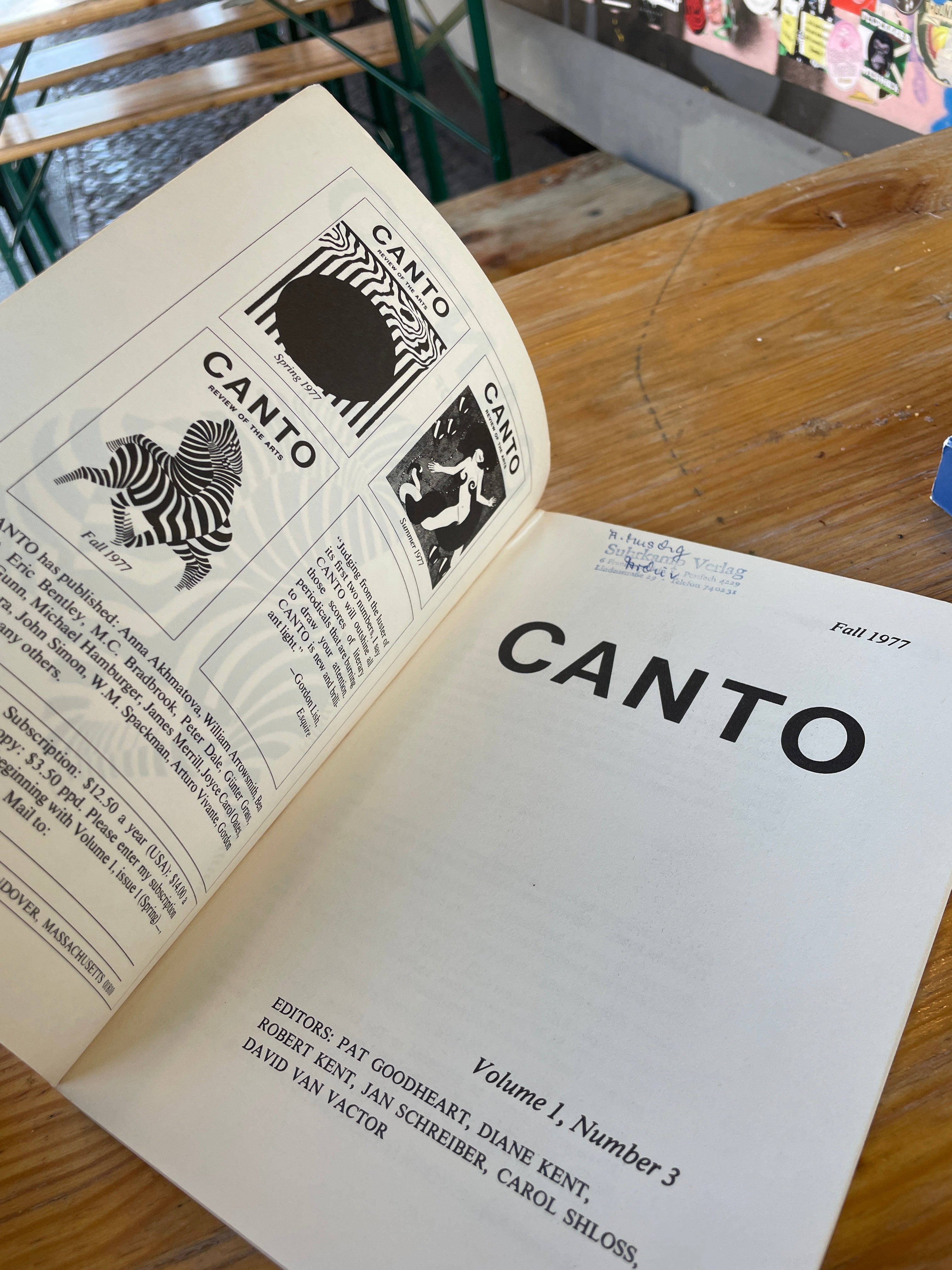 CANTO Review of the Arts: Fall 1977; Volume 1, Number 3
