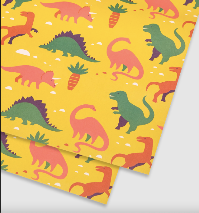 Gift Wrap: Dinosaur Yellow