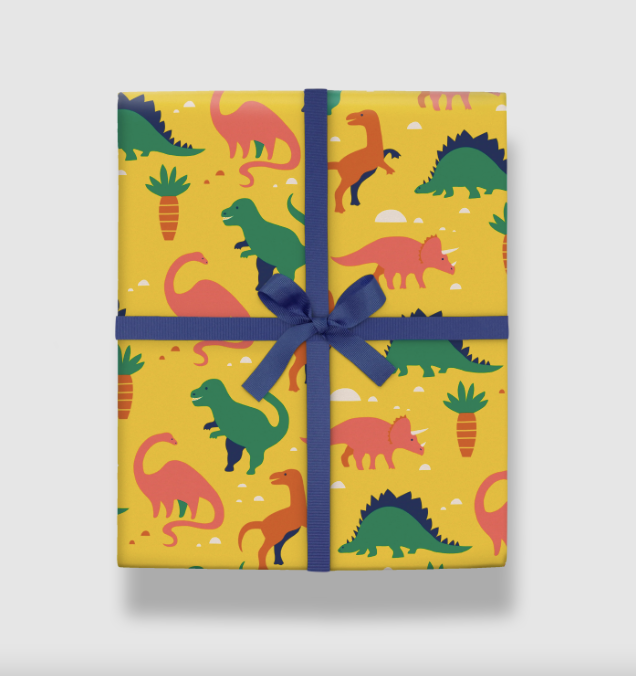 Gift Wrap: Dinosaur Yellow